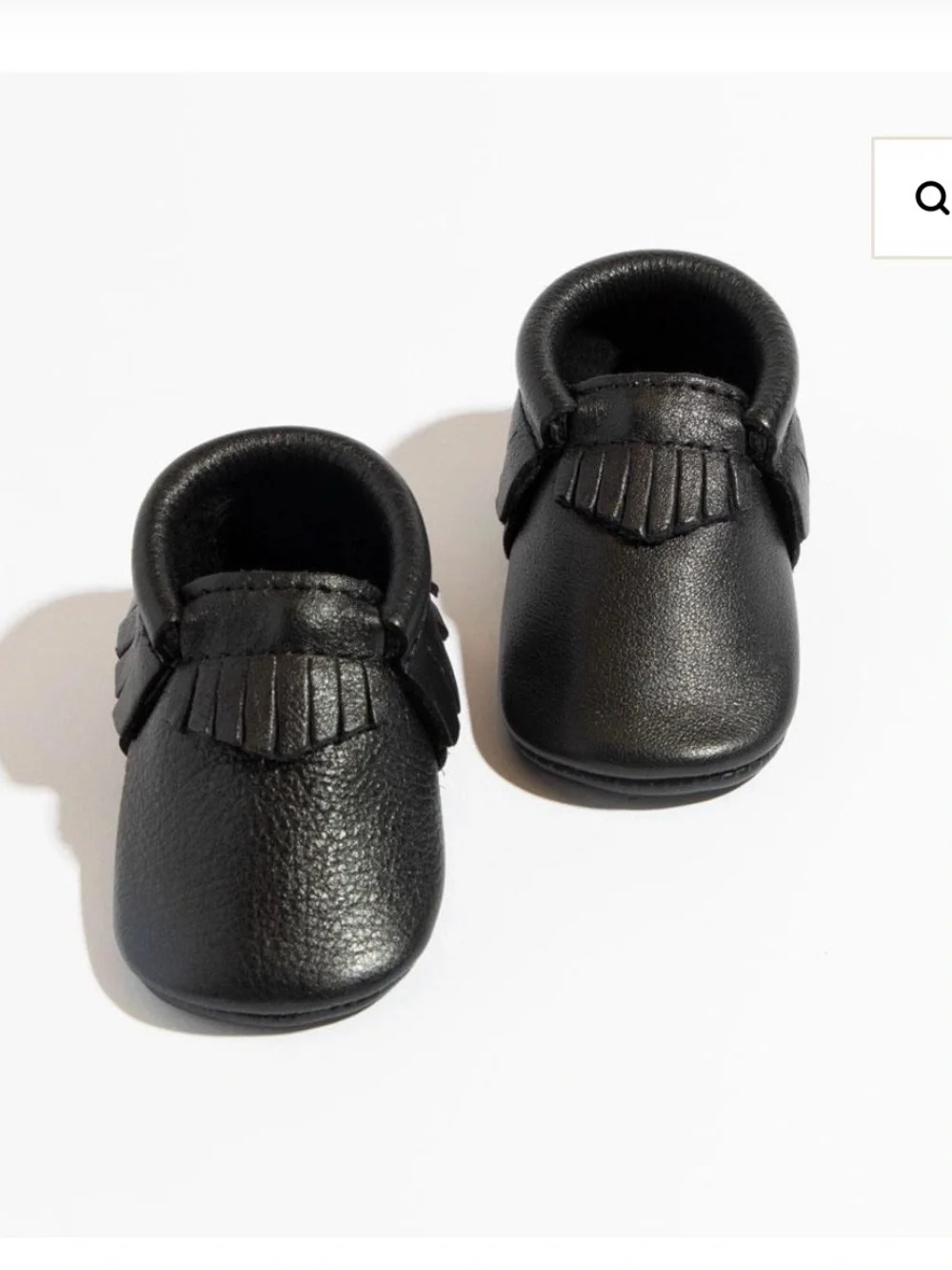 Freshly Picked Ebony/Black Leather Moccasin Baby Shoe